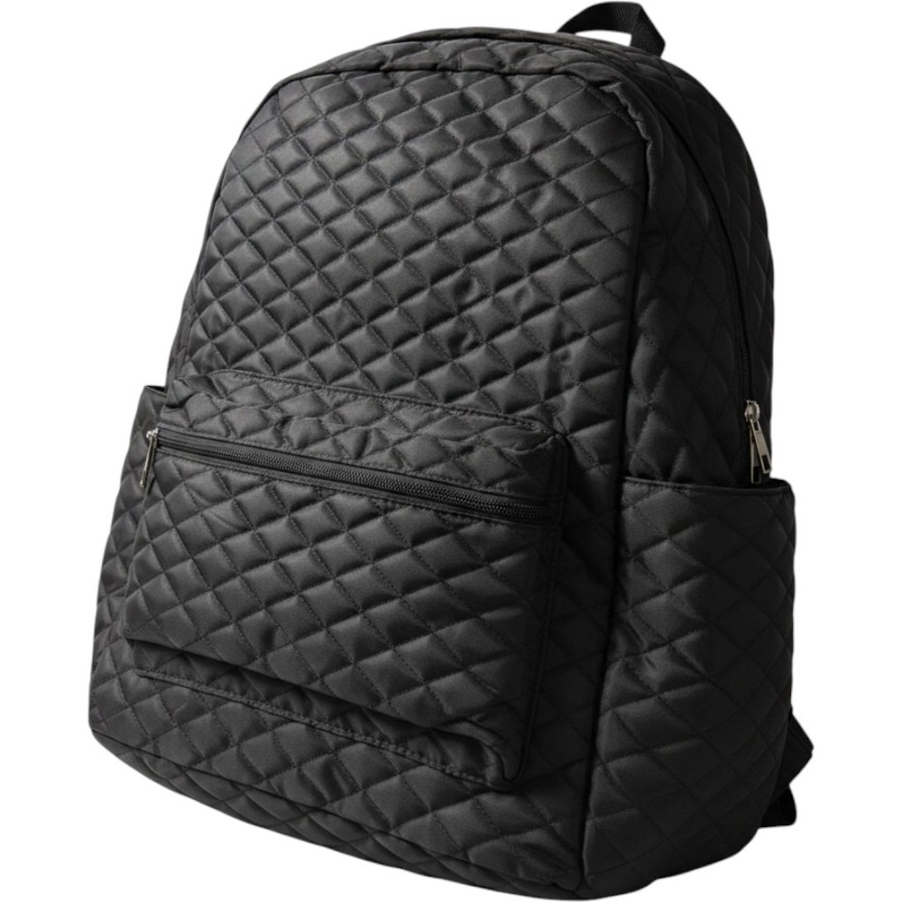 Unbranded Quilted Black Backpack USB Charging Port Diamond Stitch Polyester Bag